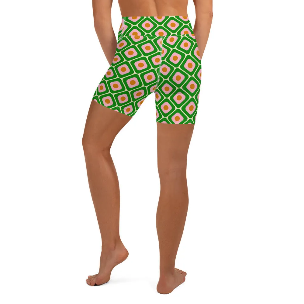 70s Retro Pattern Yoga Shorts