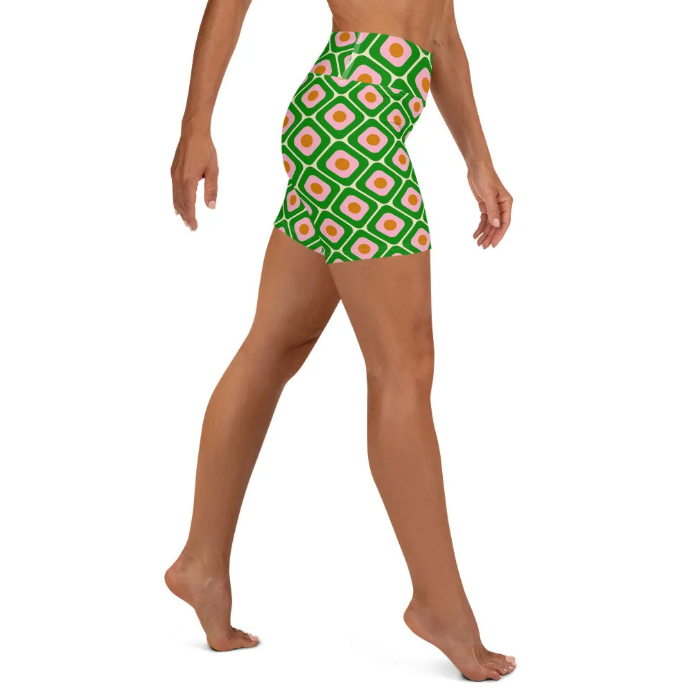 70s Retro Pattern Yoga Shorts