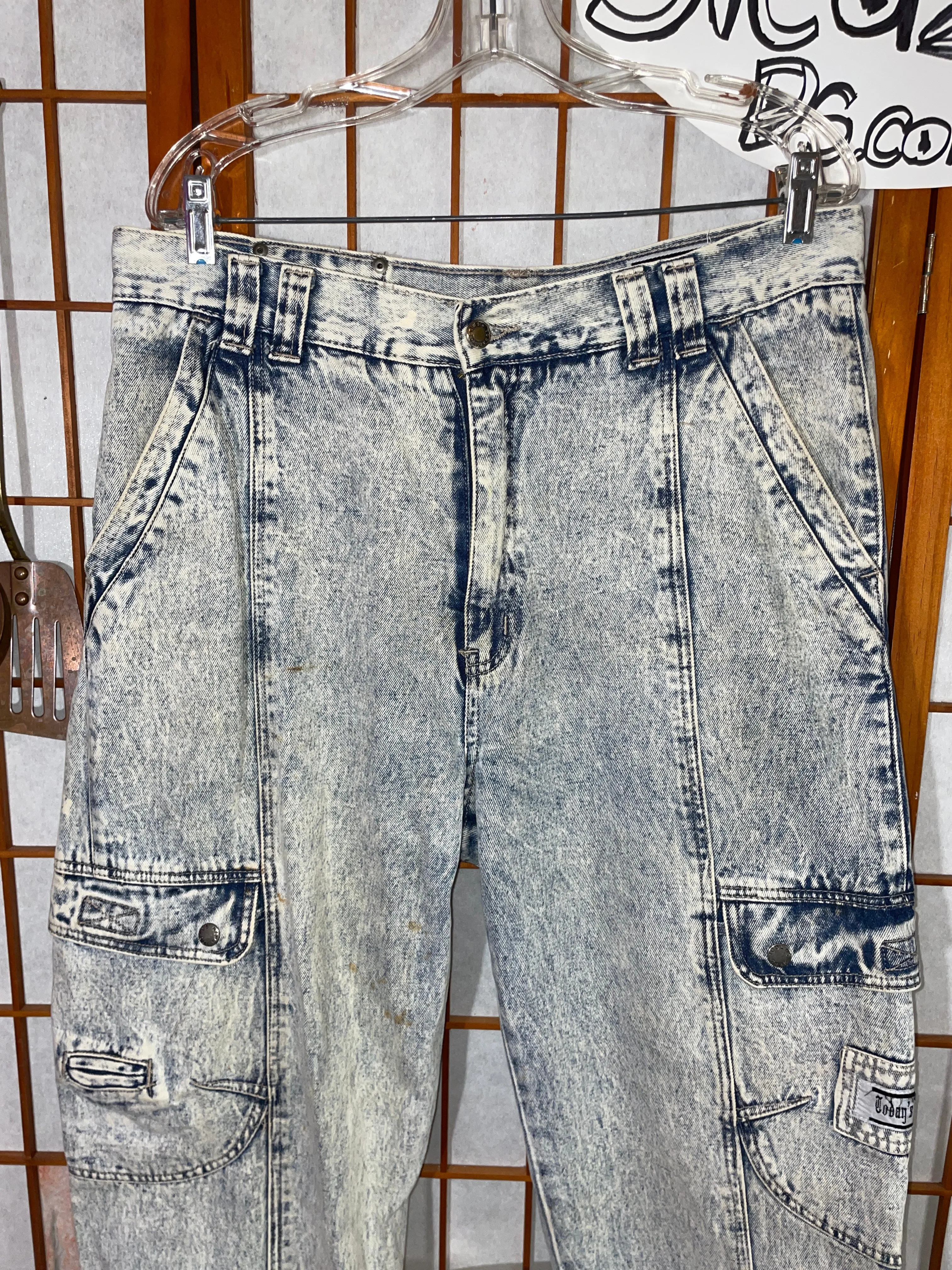 Acid Wash Cargo Pants Men Jeans Today's News 36x30