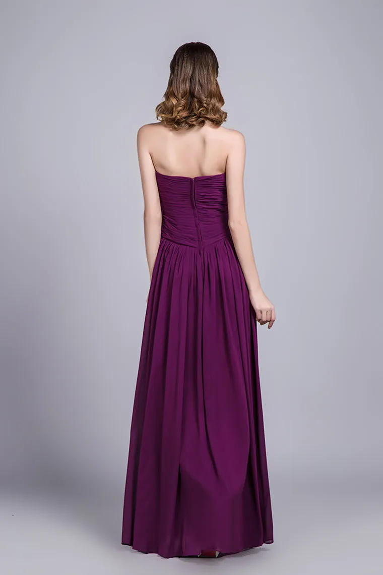 Affordable Bridesmaid Dresses/Prom Dresses A-Line Sweetheart Floor-Length Chiffon Grape