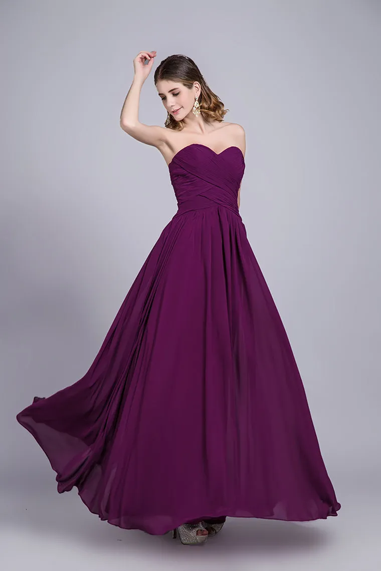 Affordable Bridesmaid Dresses/Prom Dresses A-Line Sweetheart Floor-Length Chiffon Grape