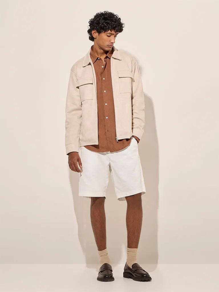 Ascot Beige Faux-Suede Relaxed-Fit Jacket