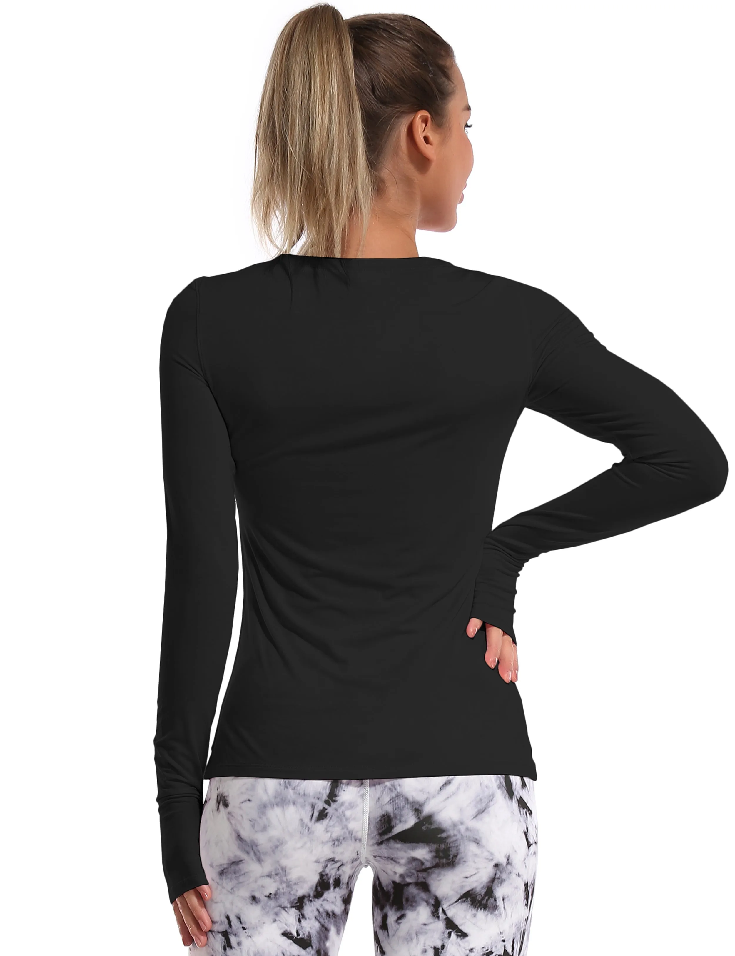 Athlete Long Sleeve Tops black_Plus Size