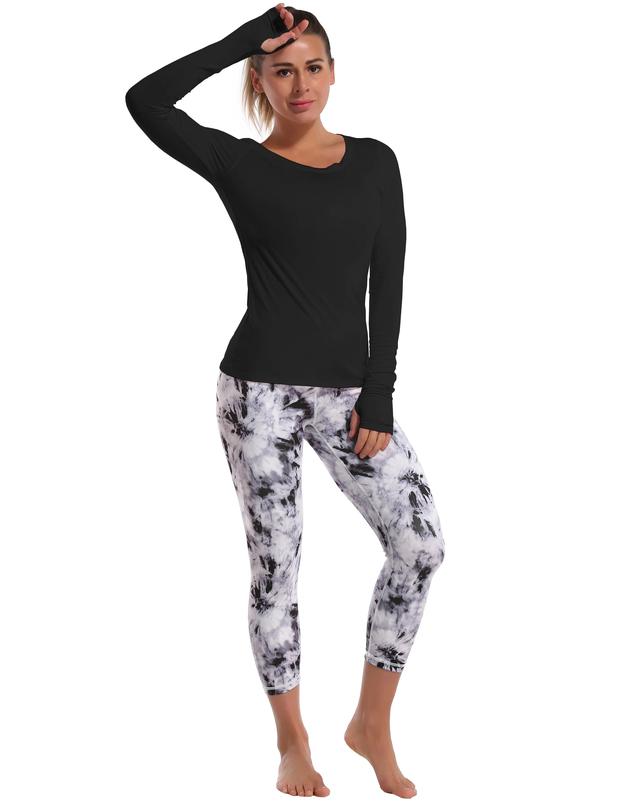 Athlete Long Sleeve Tops black_Plus Size