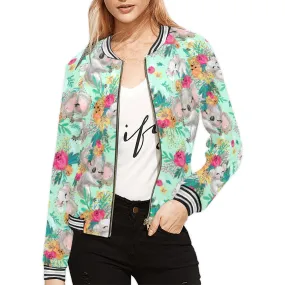 Australian Animals Koala Mint Bomber Jacket for Women