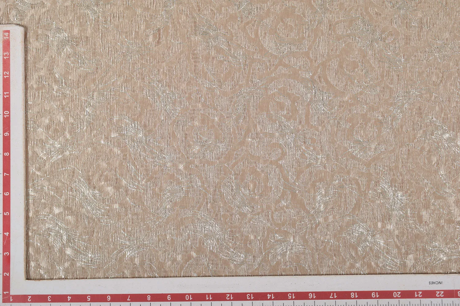 Beige Foil Printed Crushed Knit Fabric