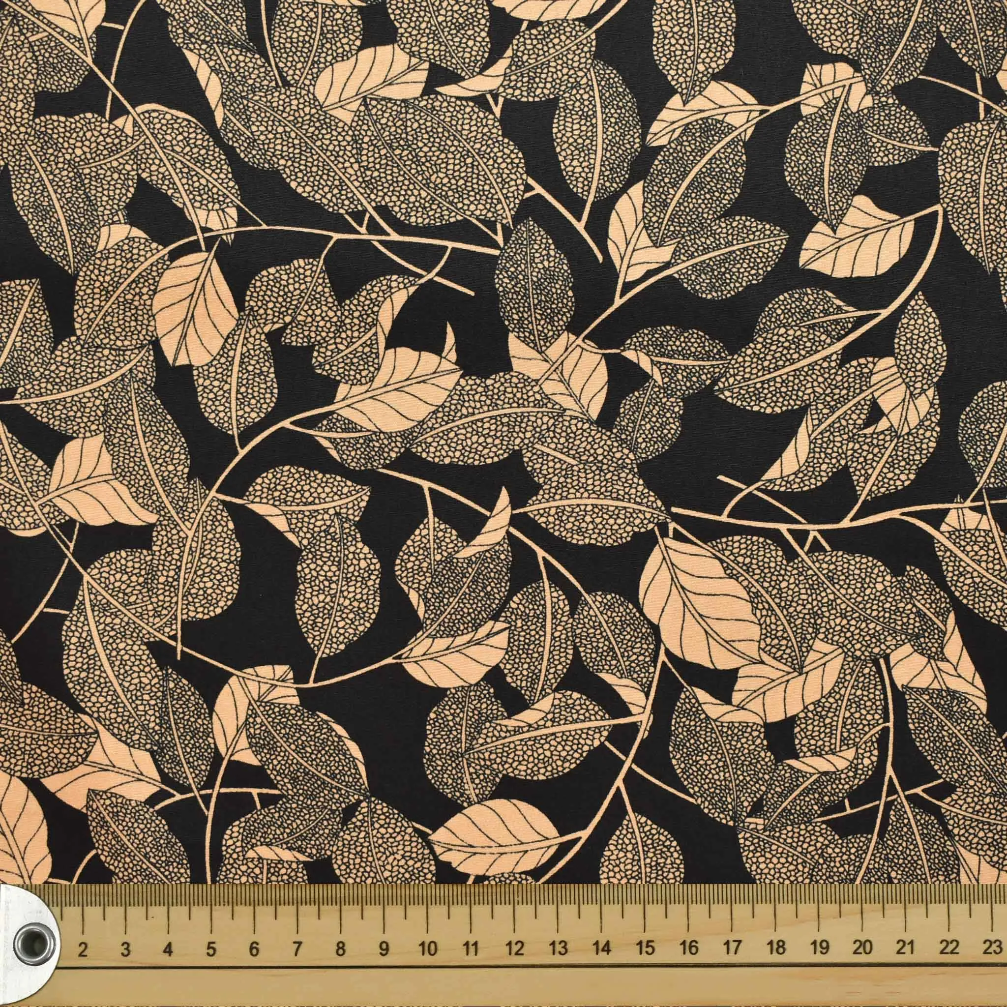 Black Leaf Fall Cotton Print