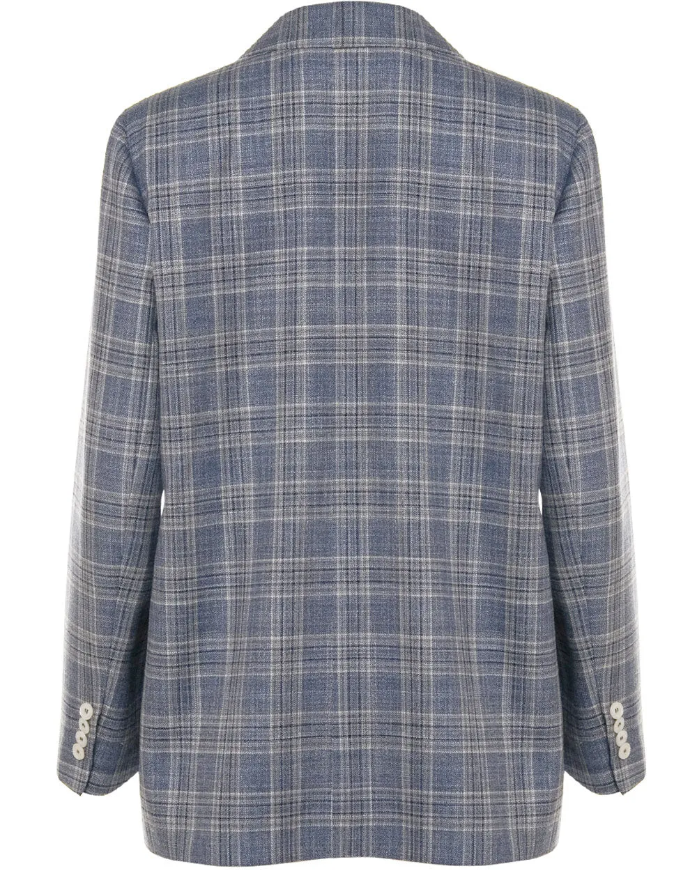 Blue Plaid Single Button Jacket