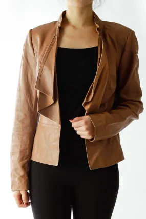 Brown Open Leather Jacket