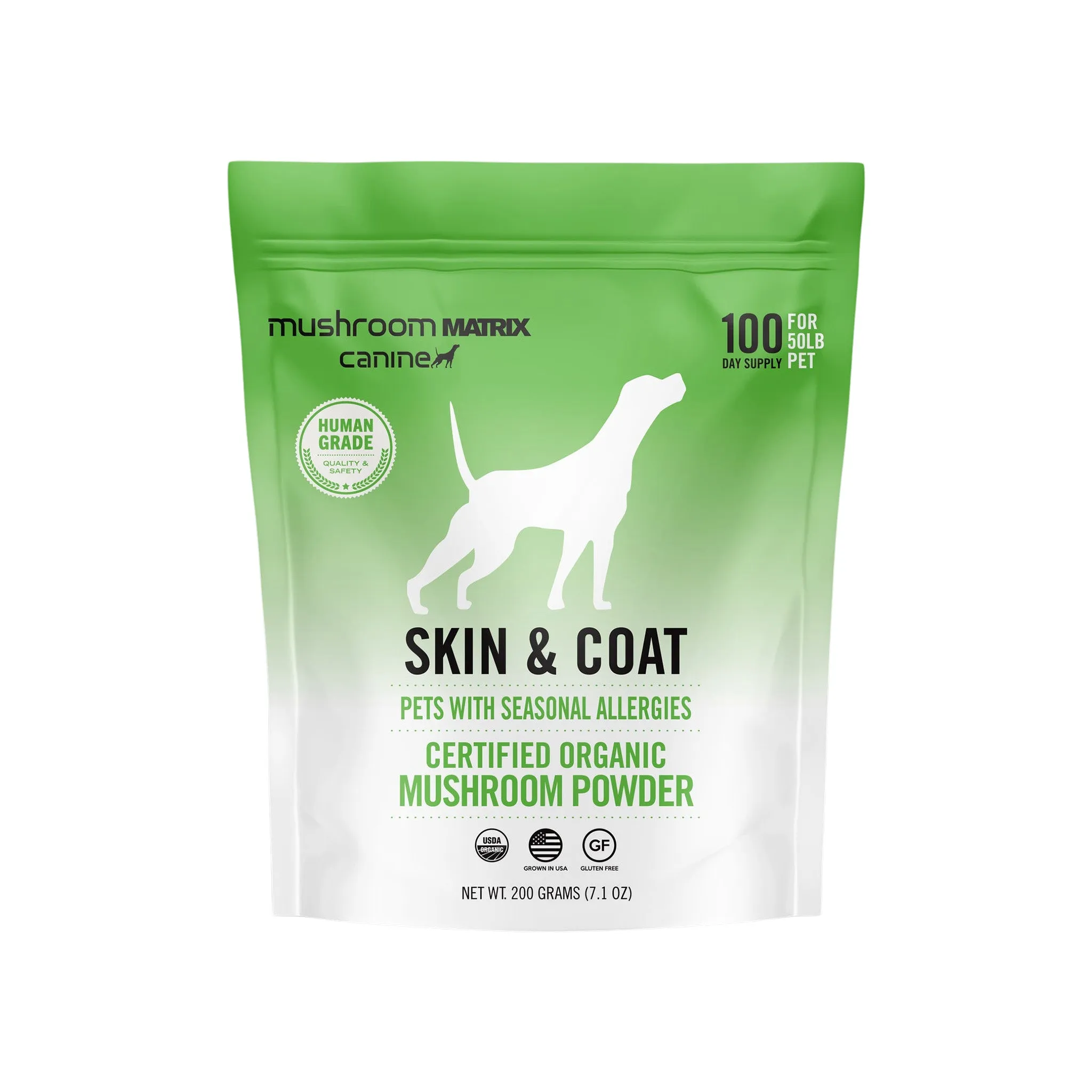 Canine Matrix Skin & Coat Organic Mushroom Allergy Support Supplement for Dogs & Cats