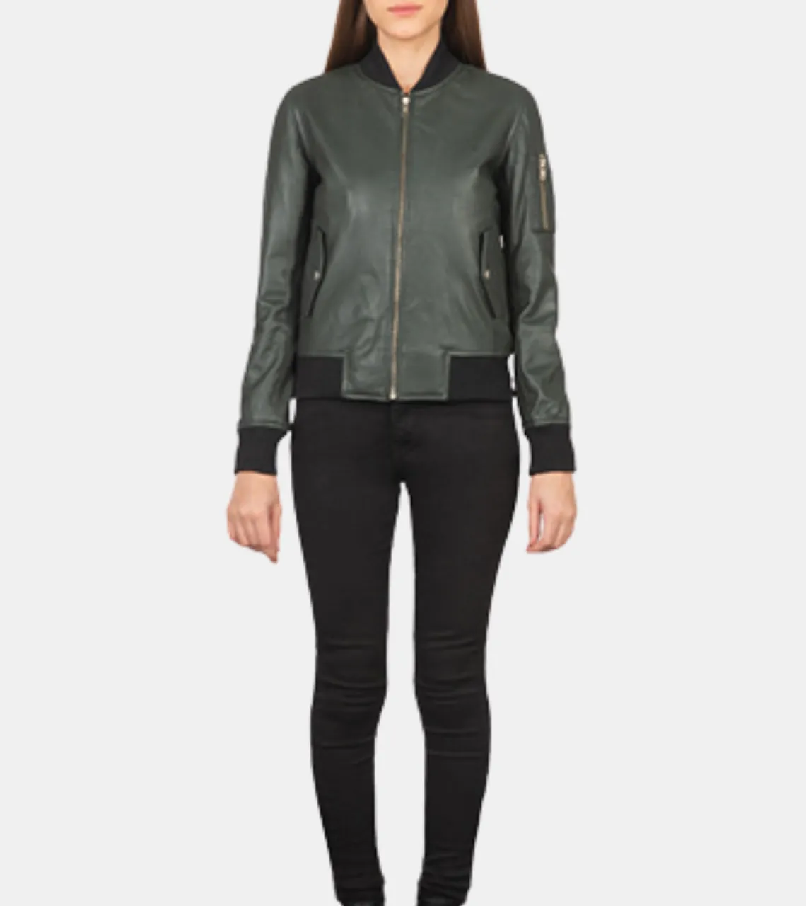 Carmilla Women's Green Bomber Leather Jacket