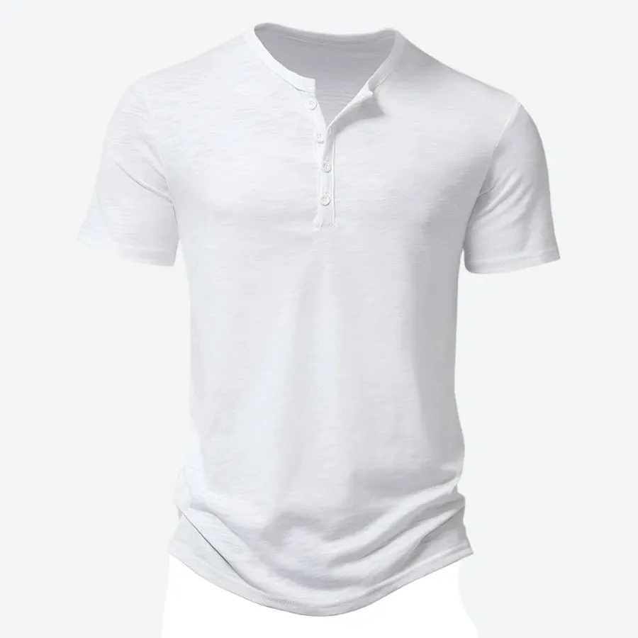 Casual Slim-Fit Button Henley Shirts