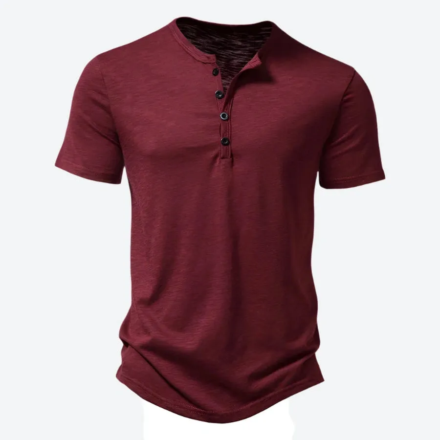 Casual Slim-Fit Button Henley Shirts