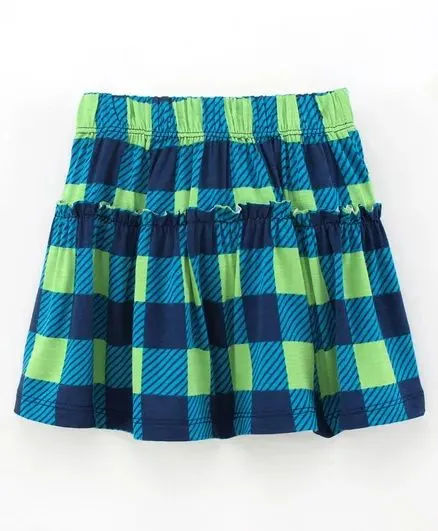 Checkered Printed Skirt - Blue