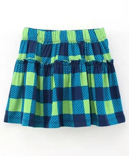 Checkered Printed Skirt - Blue