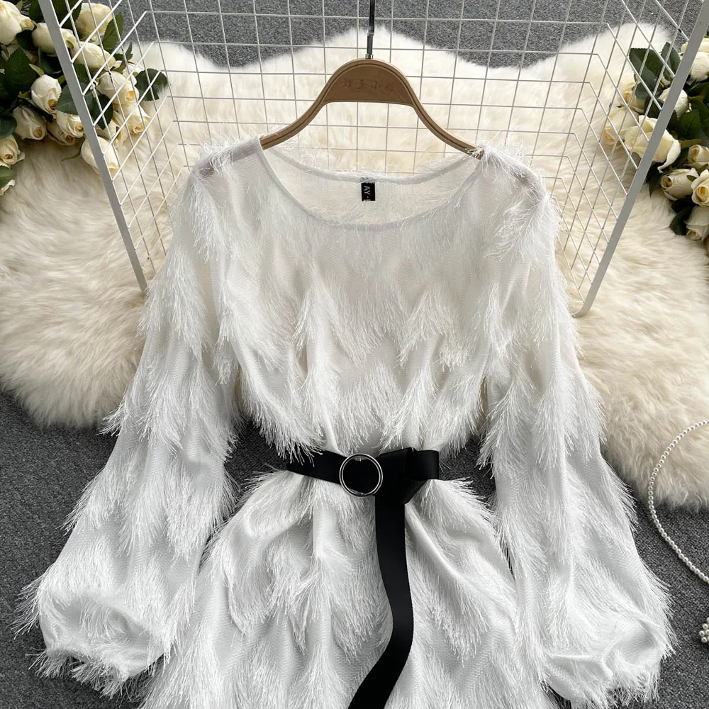 Chic Furry Tassel A-line Dress