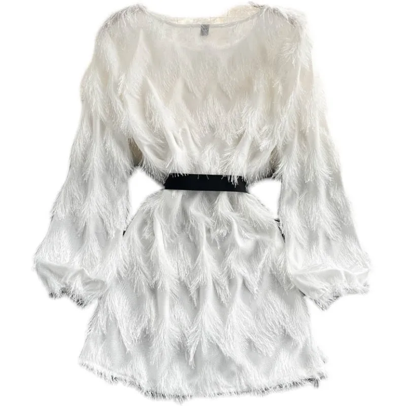 Chic Furry Tassel A-line Dress