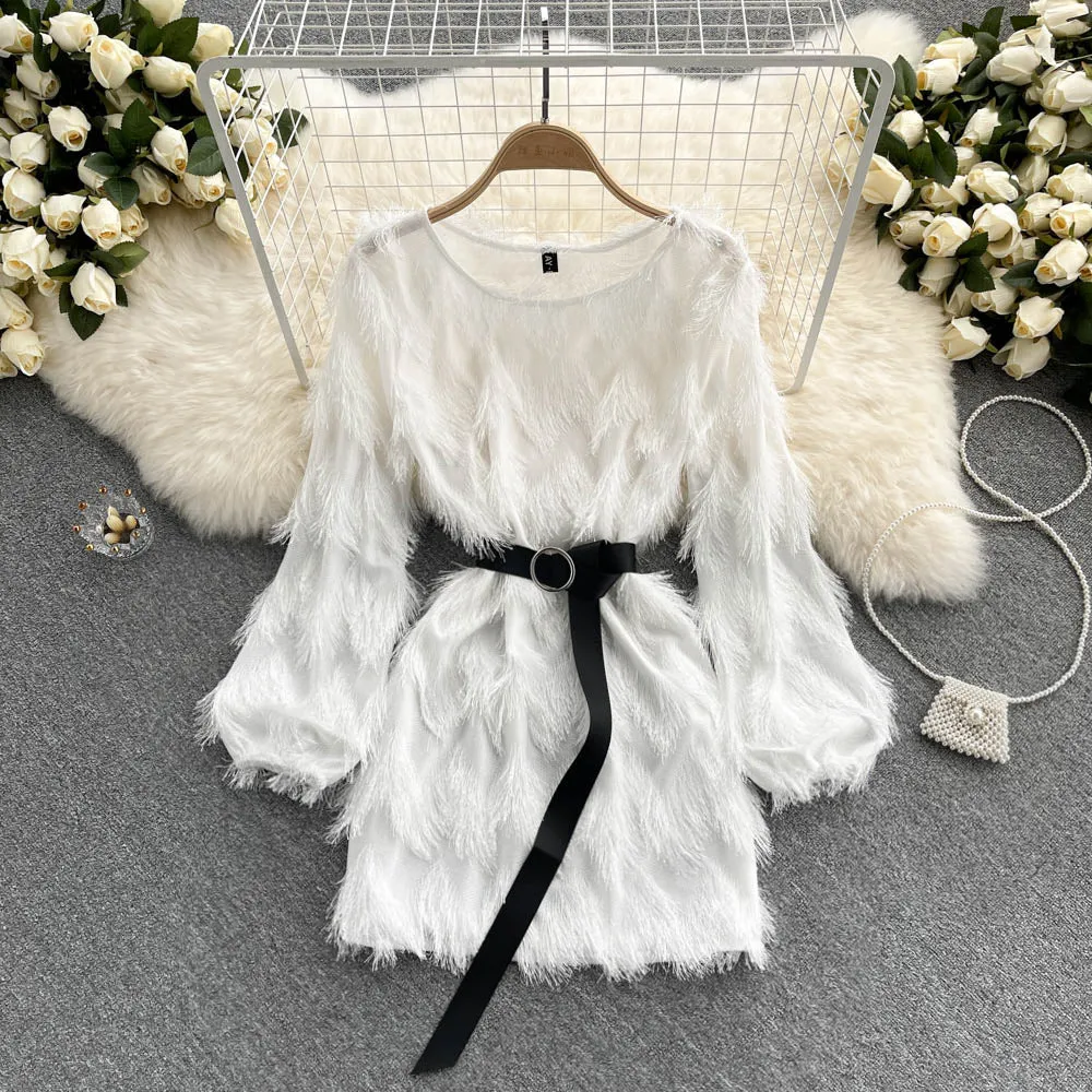 Chic Furry Tassel A-line Dress