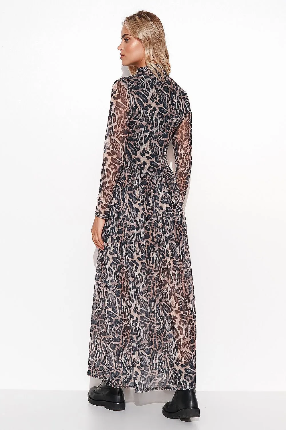 Chic Mesh Turtleneck Maxi Dress by Makadamia