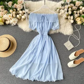 Chic Off-shoulder Pleated Chiffon Dress