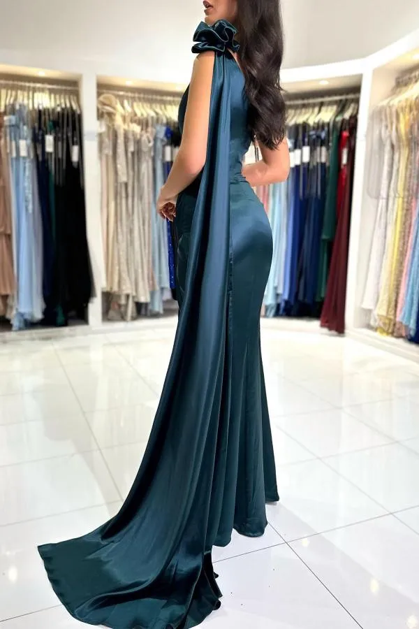 Chic One-Shoulder Sleeveless Floor-Length Split Front Prom Dresses