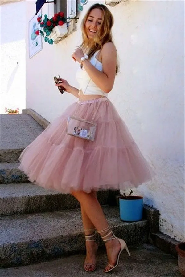 Chic Two-Pieces Tulle Sleeveless Homecoming Dress