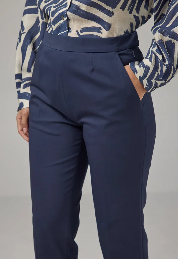 Choice Peg Leg High Waist Trousers Navy