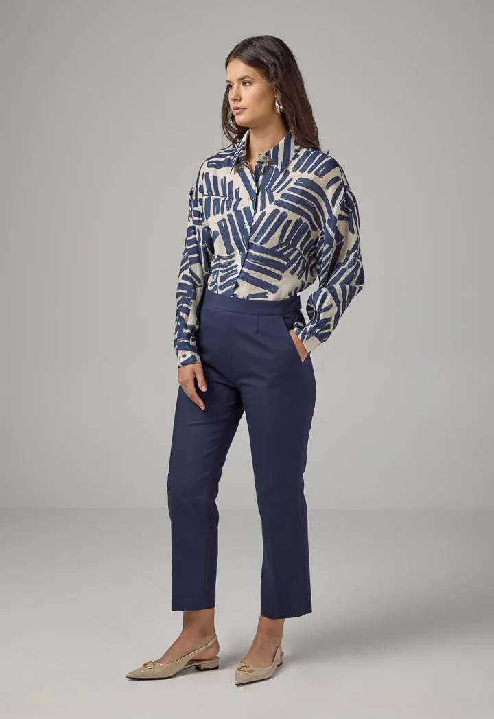 Choice Peg Leg High Waist Trousers Navy