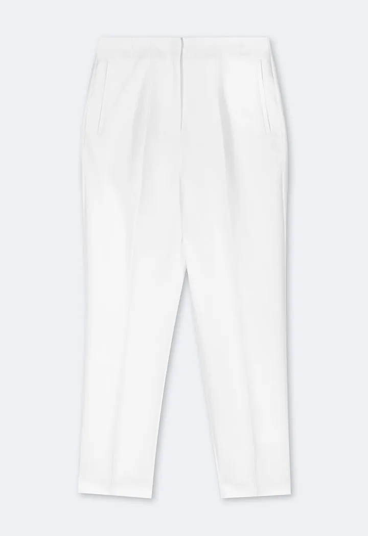 Choice Single Tone High-Waist Trousers Off White