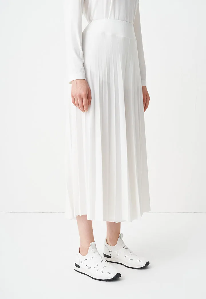 Choice Wide Leg Pleated Trousers Off White