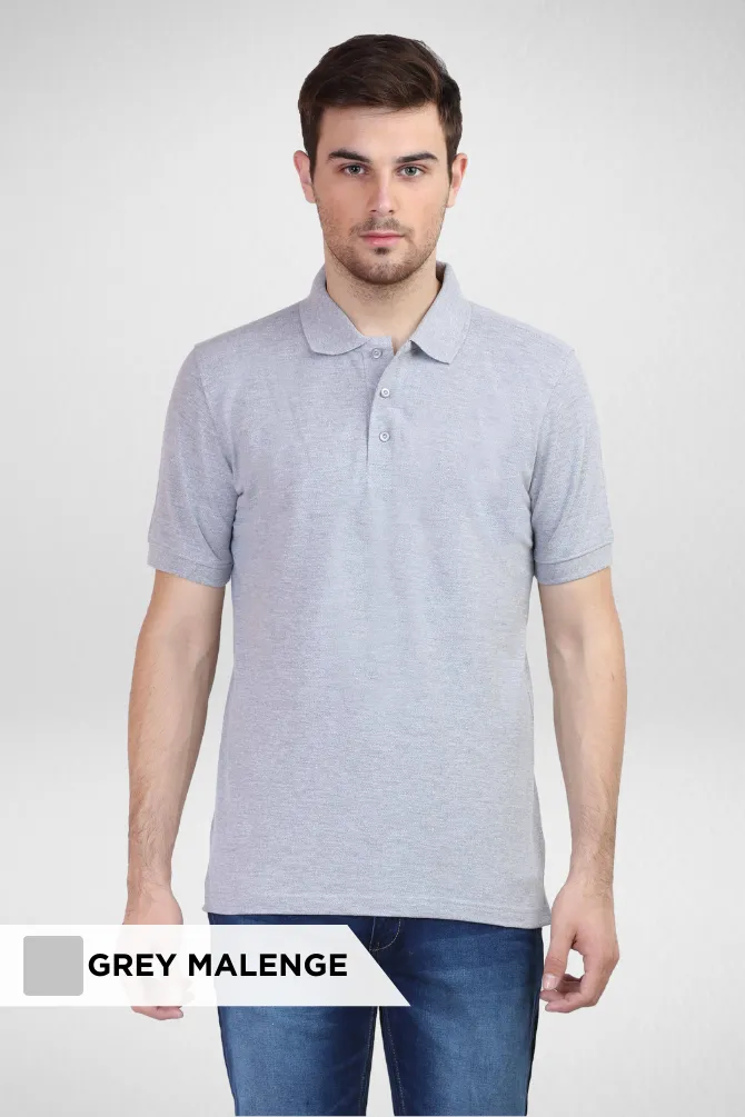 Coffee Brown and Grey Melange Polo T-Shirts Combo for Men