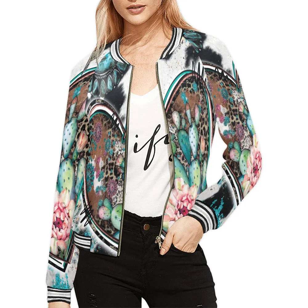 Country and Western Heart awd41 Bomber Jacket for Women