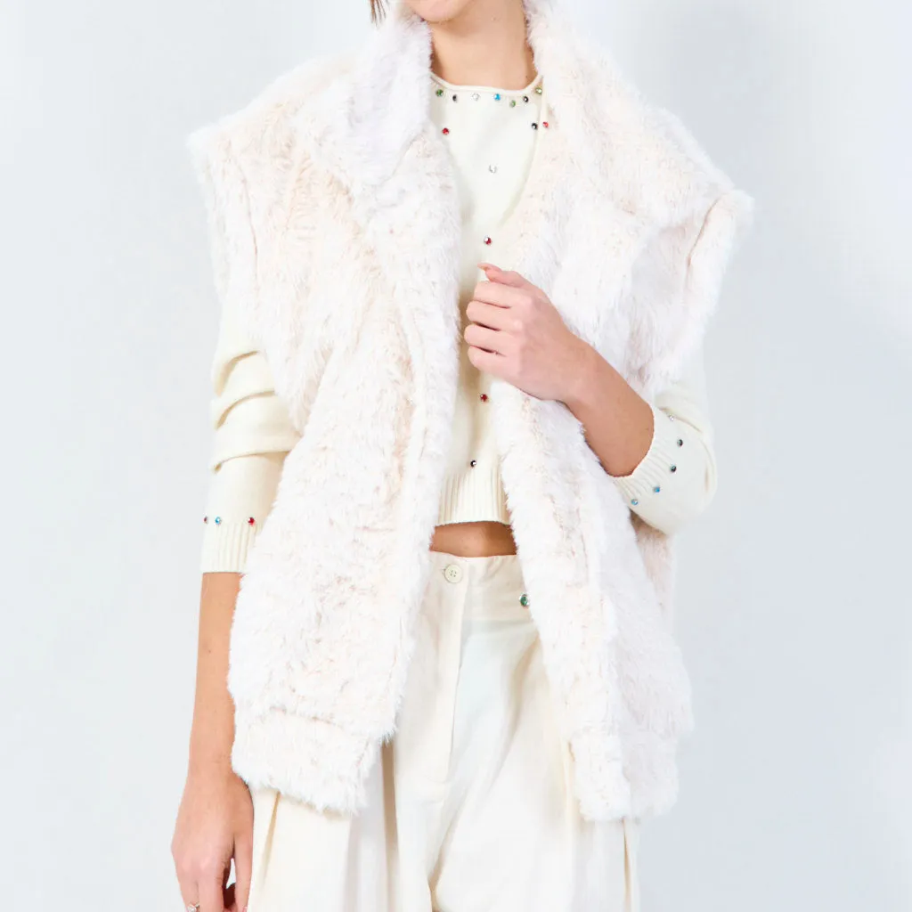 Cozy faux fur shawl vest wholesale