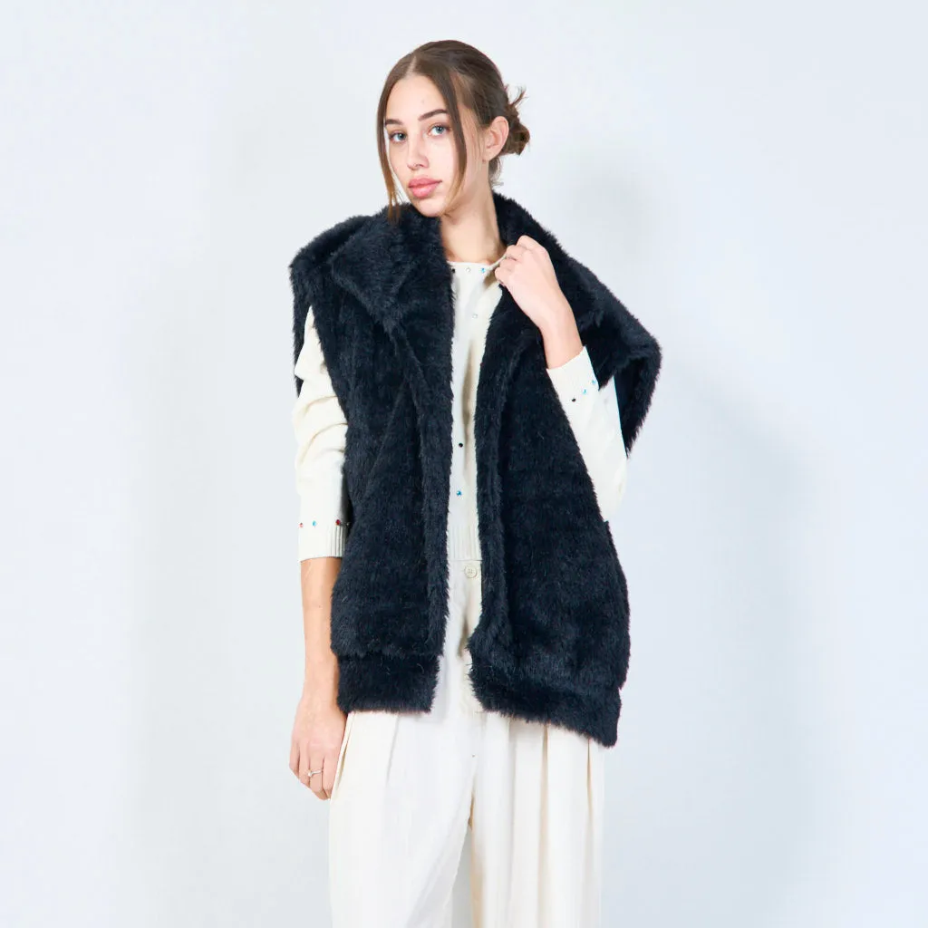 Cozy faux fur shawl vest wholesale