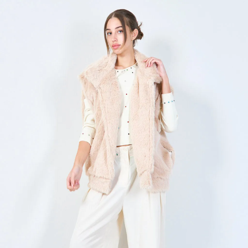 Cozy faux fur shawl vest wholesale