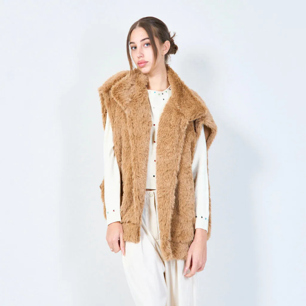 Cozy faux fur shawl vest wholesale