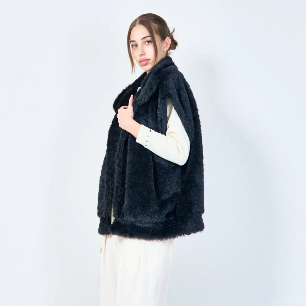 Cozy faux fur shawl vest wholesale