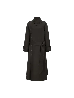 Dark Gray Muti-button Stand-up Collar Coat