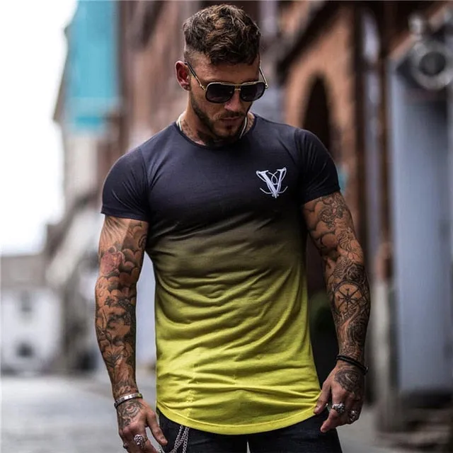 Fashion Gradient Colour T-Shirt for Men