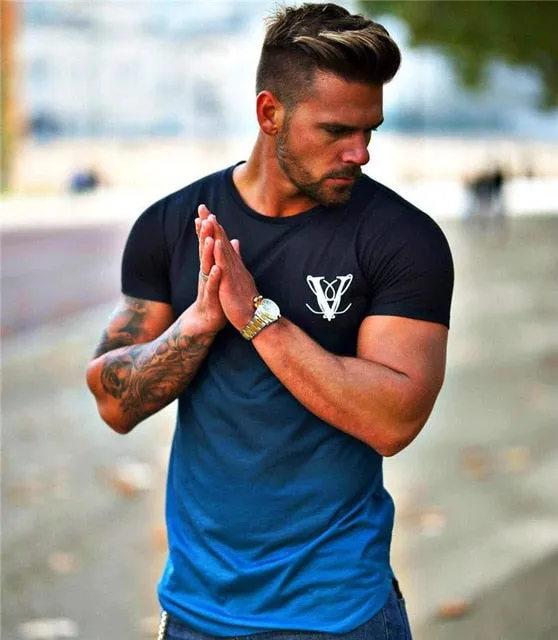 Fashion Gradient Colour T-Shirt for Men