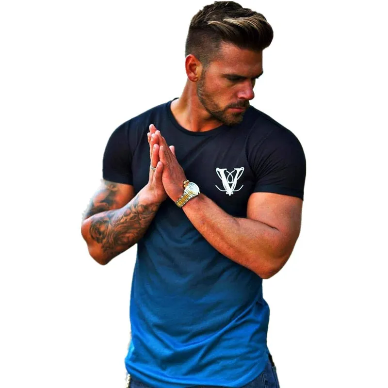 Fashion Gradient Colour T-Shirt for Men