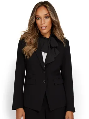 Faux-Pocket Button-Front Blazer - Essential Stretch