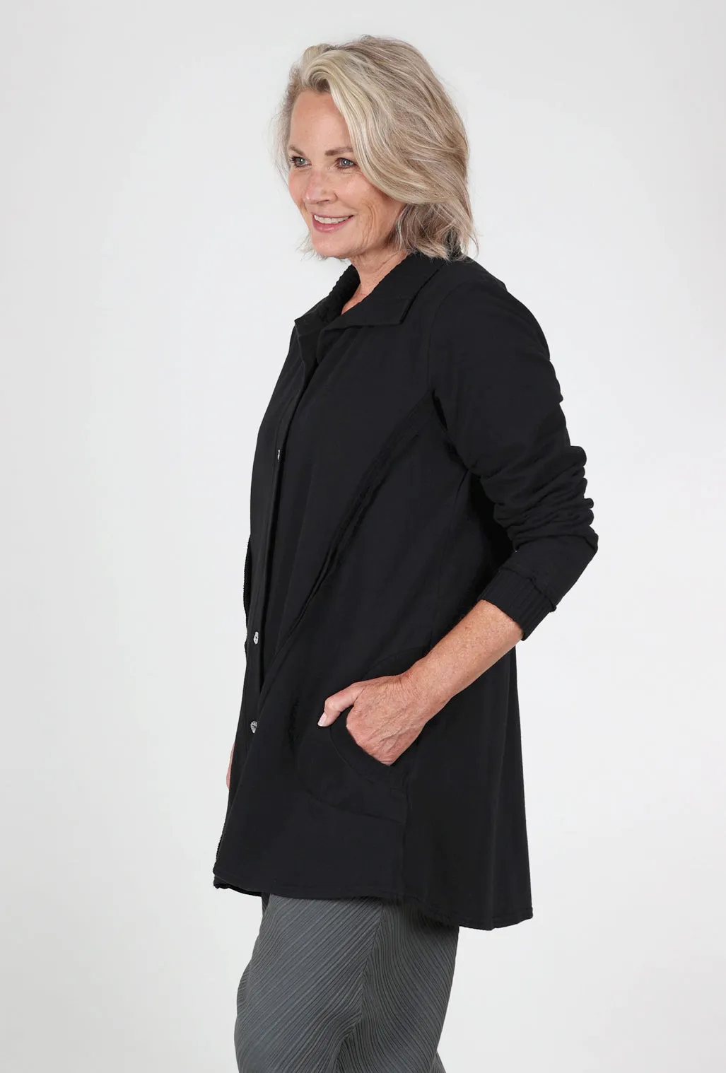 Fleece Swing Jacket, Black