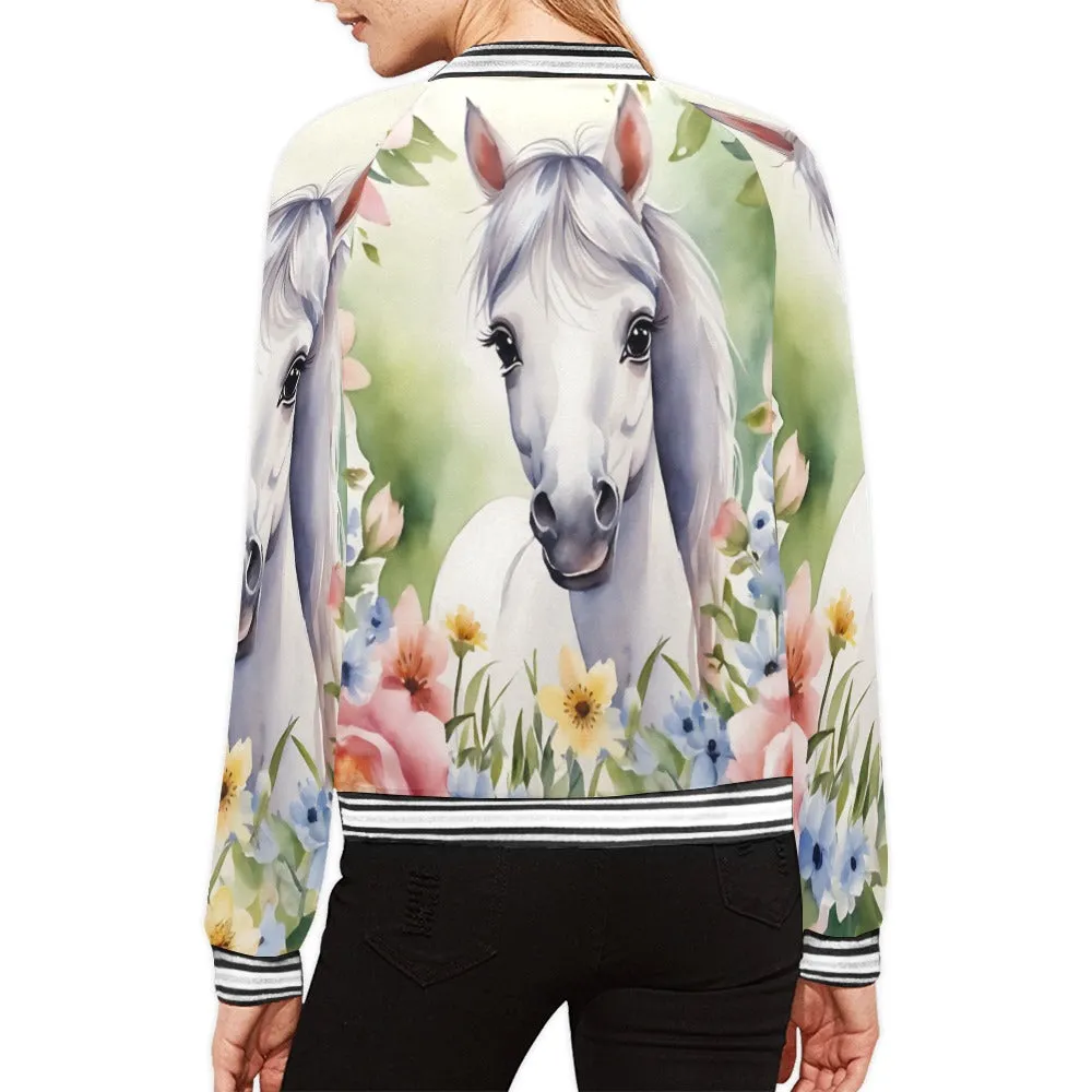 Floral Horse awd303 Bomber Jacket for Women