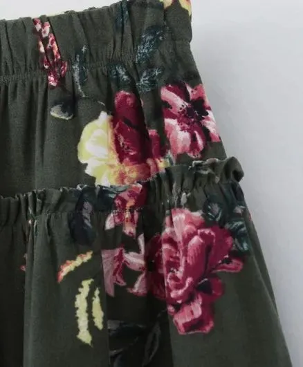 Floral Printed Skirt - Green