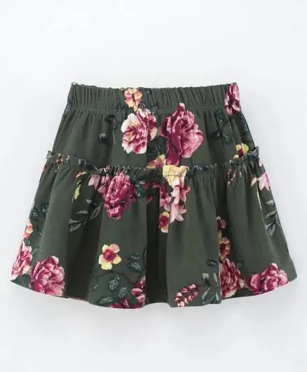 Floral Printed Skirt - Green