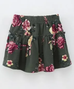 Floral Printed Skirt - Green