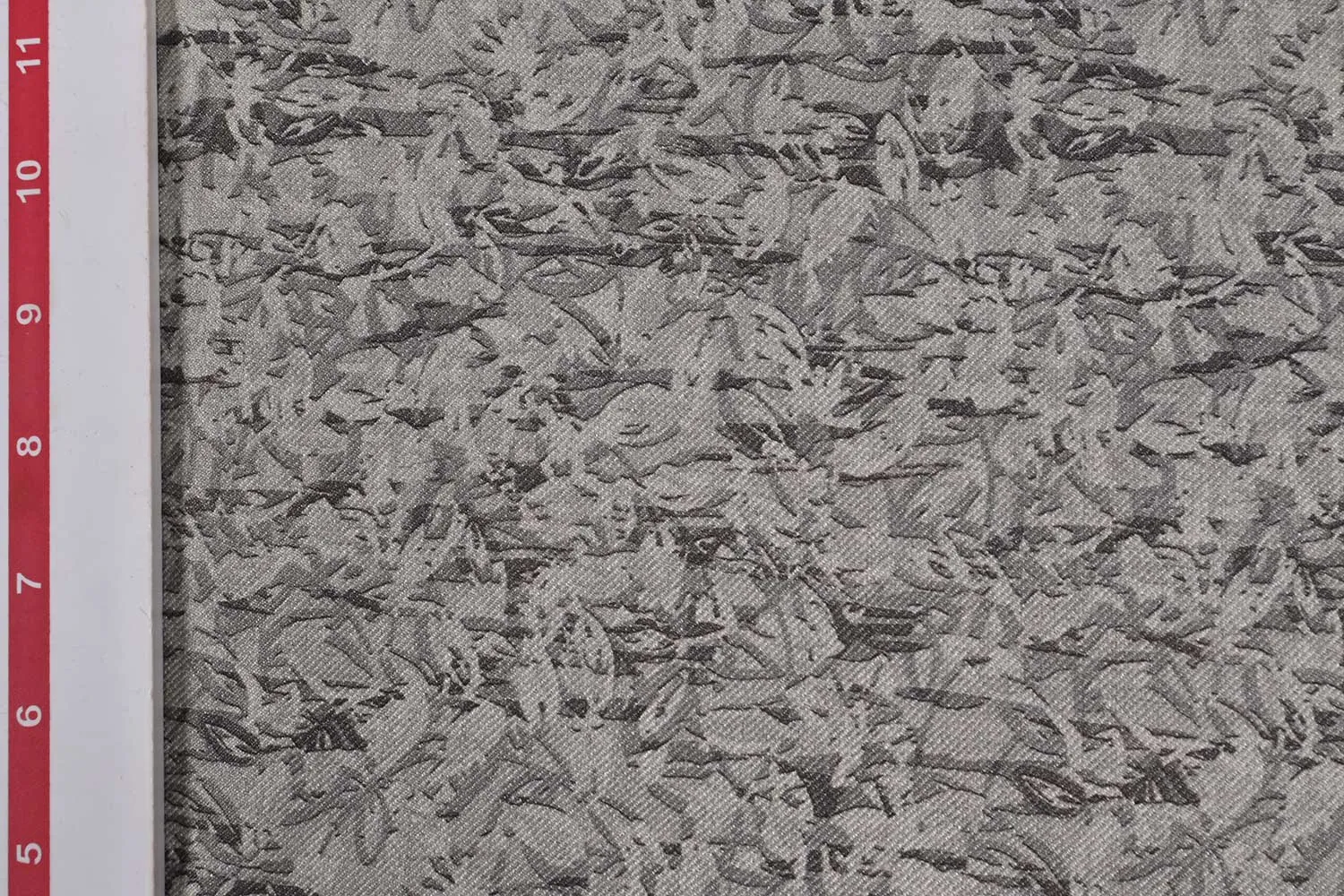 Gray Abstract Printed Wool Blend Fabric