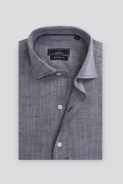 GRAY TEXTURED FORMAL SHIRT