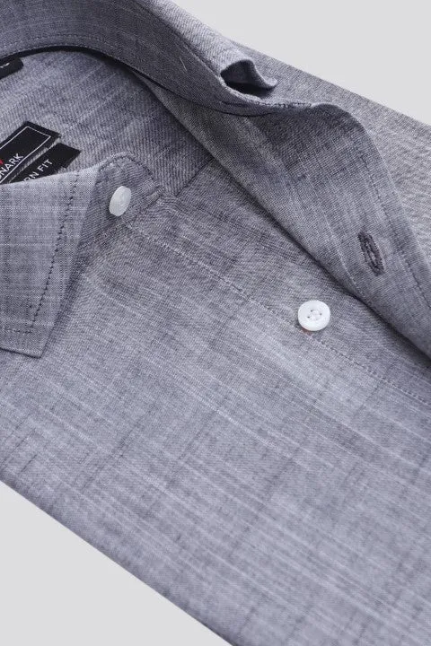 GRAY TEXTURED FORMAL SHIRT